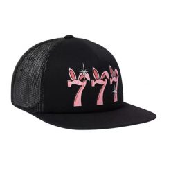 Czapka z daszkiem męska HUF Triple 7. Czarne czapki męskie HUF, bez wzorów, z bawełny, sportowe. Za 186.00 zł.