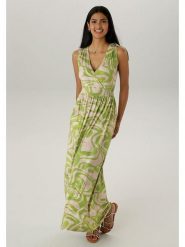 Aniston Sukienka w kolorze beżowo-zielonym rozmiar: 48. Brązowe sukienki damskie Aniston, na co dzień, bez wzorów, bez kołnierzyka, bez ramiączek, maxi, proste. Za 69.91 zł.