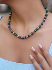 Pierres de Jade Pozłacany naszyjnik z elementami ozdobnymi - dł. 45 cm rozmiar: onesize. Niebieskie naszyjniki damskie Pierres de Jade, pozłacane. Za 69.99 zł.