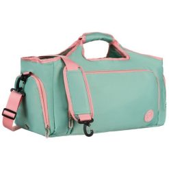 Miętowo-różowa, weekendowa torba podróżna z komorą termiczną na obuwie Peterson PTN 24480. Czerwone torby podróżne damskie Peterson, bez wzorów. Za 149.99 zł.