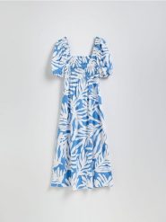 Sukienka maxi - niebieski. Niebieskie sukienki damskie Reserved, l, bez wzorów, z bawełny, bez kołnierzyka, bez ramiączek, maxi. Za 149.99 zł.