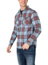 Timezone Koszula - Regular fit - w kolorze czerwono-błękitnym rozmiar: XXL. Czerwone koszule męskie Timezone, xxl, bez wzorów, z bawełny, bez kołnierzyka, bez ramiączek. Za 100.04 zł.