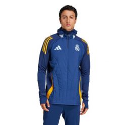 Bluza Real Madrid European 2024/25. Brązowe bluzy z kapturem męskie Adidas, na zimę, xs, z dresówki. Za 296.90 zł.