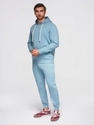 Komplet dresowy męski bluza bawełniana dresowa + spodnie joggery - niebieski V7 - Rozmiar: XL. Niebieskie bluzy sportowe męskie Ombre Clothing, z aplikacjami, z bawełny, klasyczne. Za 339.99 zł.