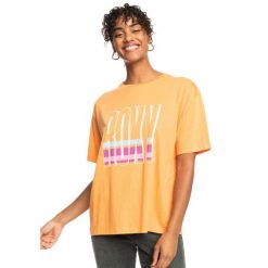 Koszulka turystyczna damska Roxy Sand Under The Sky. Brązowe bluzki damskie Roxy, z bawełny, bez kołnierzyka, bez ramiączek. W wyprzedaży za 59.00 zł.