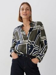 Someday Koszula "Zirvea" w kolorze oliwkowo-białym rozmiar: 36. Białe koszule damskie Someday, bez wzorów, bez kołnierzyka, bez ramiączek. Za 173.99 zł.