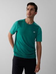 4F Koszulka do biegania szybkoschnąca męska - turkusowa L. Niebieskie t-shirty sportowe męskie 4f, l, bez ramiączek, do biegania. Za 129.99 zł.