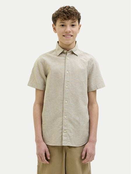 Jack & Jones Junior Koszula Breeze 12268986 Beżowy Regular Fit. Brązowe koszule chłopięce JACK & JONES Junior, bez wzorów, z bawełny, bez kołnierzyka, bez ramiączek. Za 69.99 zł.