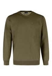 Sweter z dekoltem w serek S-KLARO. Brązowe swetry męskie Volcano, l, bez wzorów, z bawełny, bez kołnierzyka. Za 139.99 zł.