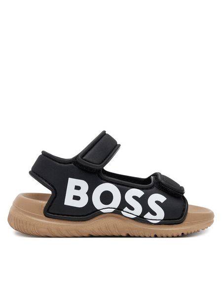 BOSS Sandały J52158 S Czarny. Czarne sandały chłopięce Boss, z tworzywa sztucznego, bez zapięcia. Za 169.99 zł.