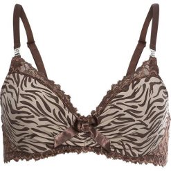 Biustonosz usztywniany bonprix Zebra. Brązowe biustonosze bonprix, z aplikacjami, z koronki. Za 37.99 zł.