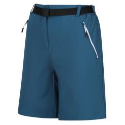 Damskie spodenki turystyczne Regatta Xert III. Niebieskie szorty damskie Regatta, bez wzorów, z elastanu. Za 76.10 zł.