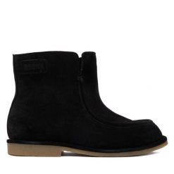 Botki Bronx. Czarne botki damskie Bronx, bez obcasa, na płaskiej podeszwie, bez zapięcia. Za 539.99 zł.