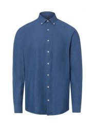 Nils Sundström koszula casual z lnem Mężczyźni Modern Fit Bawełna niebieski, M. Niebieskie koszule męskie Nils Sundström, m, bez wzorów, z bawełny, bez kołnierzyka, bez ramiączek. Za 139.95 zł.