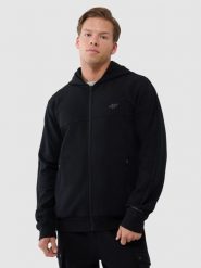 4F Bluza dresowa rozpinana z kapturem męska - czarna XXL. Czarne bluzy sportowe męskie 4f, bez wzorów, z bawełny, sportowe, bez kołnierzyka, bez ramiączek. Za 179.99 zł.