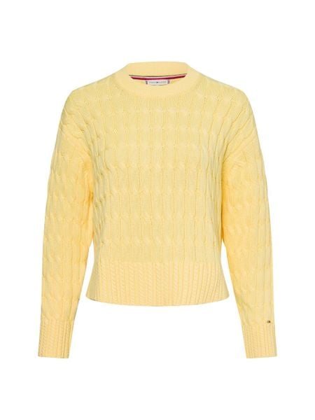 Tommy Hilfiger sweter z grubej dzianiny Kobiety Bawełna żółty, XL. Żółte swetry klasyczne damskie Tommy Hilfiger, xl, z bawełny, bez kołnierzyka. Za 479.95 zł.