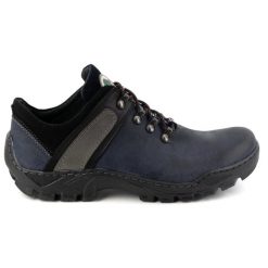 Olivier Skórzane buty trekkingowe męskie 311GT granatowe niebieskie. Niebieskie buty trekkingowe męskie ze skóry, bez zapięcia, trekkingowe. Za 351.82 zł.