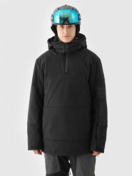4F Kurtka snowboardowa membrana 8000 męska - czarna L. Czarne kurtki męskie 4f, l, bez wzorów, z dzianiny, z kapturem, narciarskie. W wyprzedaży za 299.99 zł.