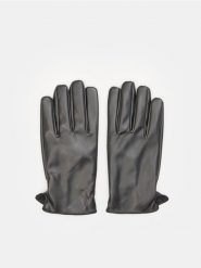 Rękawiczki - czarny. Czarne rękawiczki męskie Sinsay, bez wzorów, ze skóry. Za 29.99 zł.