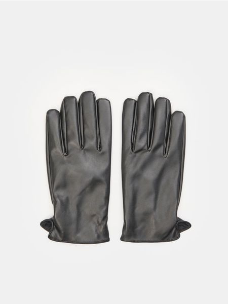 Rękawiczki - czarny. Czarne rękawiczki męskie Sinsay, bez wzorów, ze skóry. Za 29.99 zł.