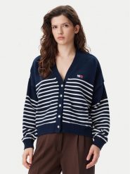 Tommy Jeans Kardigan DW0DW20257 Granatowy Relaxed Fit. Niebieskie kardigany damskie Tommy Jeans, l, bez wzorów, z bawełny. Za 299.99 zł.