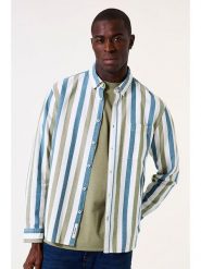 Garcia Koszula w kolorze kremowo-oliwkowo-niebieskim rozmiar: M. Brązowe koszule męskie Garcia, m, bez wzorów, z bawełny, bez kołnierzyka, bez ramiączek. Za 122.45 zł.