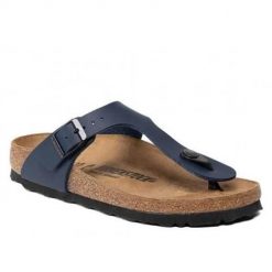 Japonki damskie Birkenstock Gizeh BF. Niebieskie klapki damskie Birkenstock, bez wzorów, z materiału, bez obcasa. Za 511.00 zł.