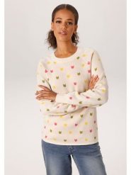 Aniston Sweter w kolorze beżowym rozmiar: 46. Brązowe swetry klasyczne damskie Aniston, z bawełny, bez kołnierzyka. Za 130.99 zł.