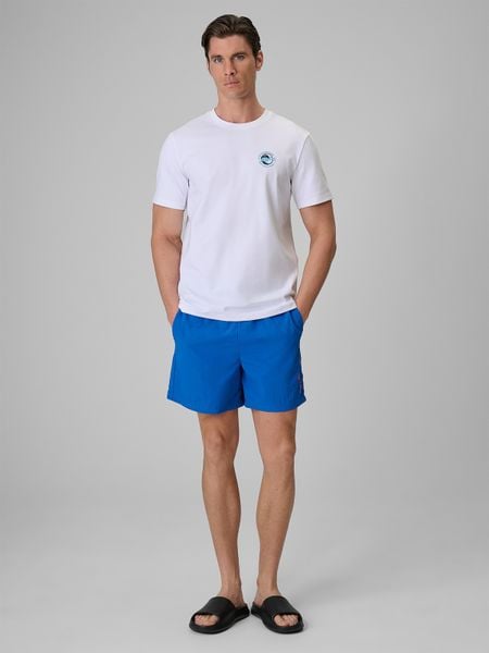 4F Spodenki plażowe boardshorty z filtrem UPF50+ męskie - niebieskie S. Niebieskie kąpielówki męskie 4f, m, bez wzorów, z materiału, na fitness i siłownię. Za 129.99 zł.