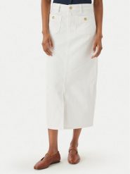 Tommy Hilfiger Spódnica jeansowa WW0WW48607 Biały Regular Fit. Białe spódniczki damskie Tommy Hilfiger, bez wzorów, z bawełny. Za 529.99 zł.