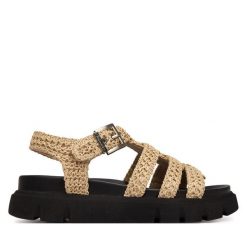 Sandały Tamaris. Brązowe sandały damskie Tamaris, bez wzorów, bez obcasa, na płaskiej podeszwie. Za 329.99 zł.