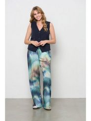 &Co Woman Spodnie "Julie" w kolorze niebiesko-beżowo-zielonym rozmiar: M. Brązowe spodnie materiałowe damskie &Co Woman, bez wzorów, z materiału. Za 144.92 zł.