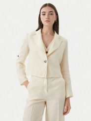 Marella Marynarka Papiro 2615041042 Écru Regular Fit. Białe marynarki i żakiety damskie Marella, bez wzorów, ze lnu. Za 779.99 zł.