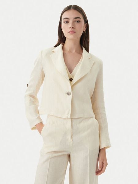 Marella Marynarka Papiro 2615041042 Écru Regular Fit. Białe marynarki i żakiety damskie Marella, bez wzorów, ze lnu. Za 589.99 zł.