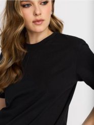 Bawełniana koszulka z aplikacjami 3D - czarny. Czarne t-shirty damskie Sinsay, l, z aplikacjami, z bawełny, bez kołnierzyka. Za 29.99 zł.