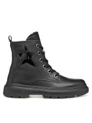 Geox Botki J Kiddartah J56MGG 08566 C9999 S Czarny. Czarne botki dziewczęce Geox, bez wzorów, ze skóry, bez ramiączek. Za 309.99 zł.