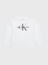 Calvin Klein Jeans Bluzka Monogram IN0IN00005 Biały Regular Fit. Białe spodnie dziewczęce Calvin Klein Jeans, z bawełny. Za 129.99 zł.