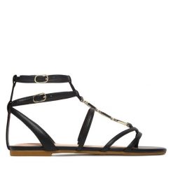 Sandały Liu Jo. Czarne sandały damskie Liu Jo, bez wzorów, bez obcasa, na płaskiej podeszwie. Za 559.99 zł.