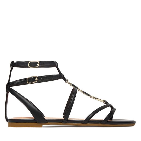 Sandały Liu Jo. Czarne sandały damskie Liu Jo, bez wzorów, bez obcasa, na płaskiej podeszwie. Za 559.99 zł.