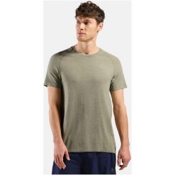 Koszulka męska Odlo ESSENTIAL SEAMLESS T-shirt crew neck l/s. Szare t-shirty męskie Odlo, l, bez wzorów, bez kołnierzyka. Za 219.99 zł.