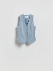 Kamizelka garniturowa z wiązaniem - jasnoniebieski. Niebieskie kamizelki damskie Reserved, l, z tkaniny. Za 149.99 zł.