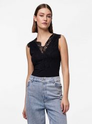 Pieces Top "Ilu" w kolorze czarnym rozmiar: M. Czarne topy damskie Pieces, m, bez wzorów, z koronki, bez kołnierzyka. Za 91.99 zł.
