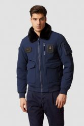 AERONAUTICA MILITARE Granatowa męska kurtka Iconic Pilot. Niebieskie kurtki męskie AERONAUTICA MILITARE, l, bez wzorów, z poliamidu, bez kaptura. W wyprzedaży za 999.99 zł.