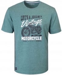 T-Shirt (Koszulka) Męska - Pako Jeans - Zielony Melanż, Motocykl. Zielone t-shirty męskie Pako Jeans, l, bez wzorów, z bawełny, bez kołnierzyka. Za 69.00 zł.