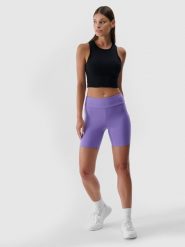 4F Legginsy krótkie damskie - fioletowe S. Fioletowe legginsy damskie 4f, s, bez wzorów, z dzianiny. Za 59.99 zł.