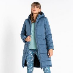 Renomowana kurtka damska Longline II. Niebieskie kurtki damskie Dare 2b, bez wzorów, z tkaniny, bez kaptura. W wyprzedaży za 392.30 zł.