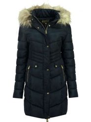 Geographical Norway Płaszcz zimowy "Badonna" w kolorze granatowym rozmiar: XXL. Niebieskie płaszcze damskie Geographical Norway, na zimę, xxl, z aplikacjami, z puchu. Za 285.49 zł.