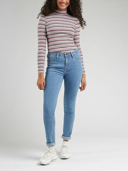 Lee Dżinsy - Skinny fit - w kolorze błękitnym rozmiar: W31/L33. Niebieskie jeansy damskie Lee, z podwyższonym stanem. Za 113.63 zł.