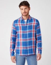 KOSZULA MĘSKA WRANGLER LS 1PKT SHIRT LIMOGES BLUE W5A16BX50 112129967. Niebieskie koszule męskie Wrangler, m, bez wzorów, bez kołnierzyka, bez ramiączek. Za 129.99 zł.