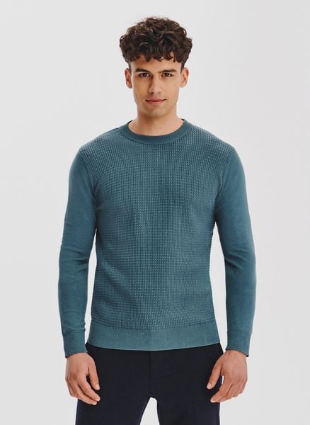 PAKO LORENTE - Turkusowy sweter męski. Niebieskie swetry męskie Pako Lorente, na jesień, m, bez wzorów, z bawełny, bez kołnierzyka. Za 99.99 zł.